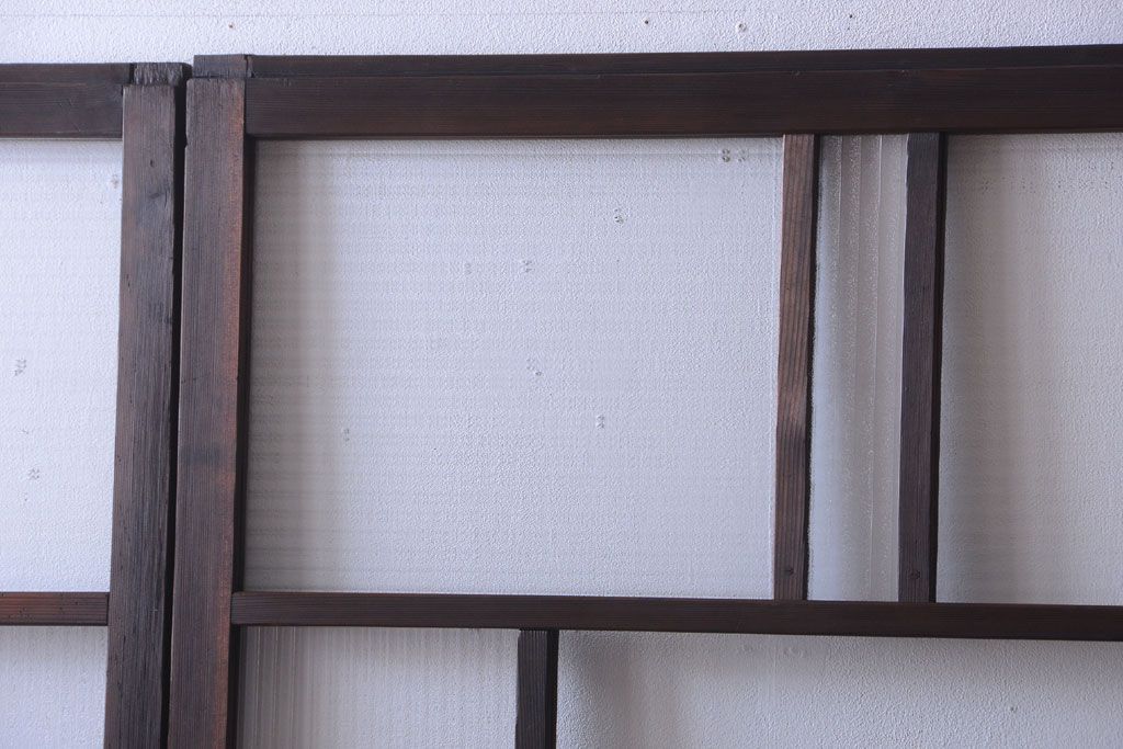 古民具・骨董　モールガラス入り!モダンなアンティークガラス戸4枚セット