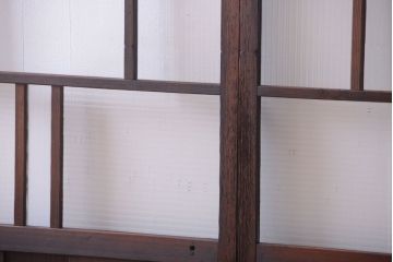 古民具・骨董　モールガラス入り!モダンなアンティークガラス戸4枚セット