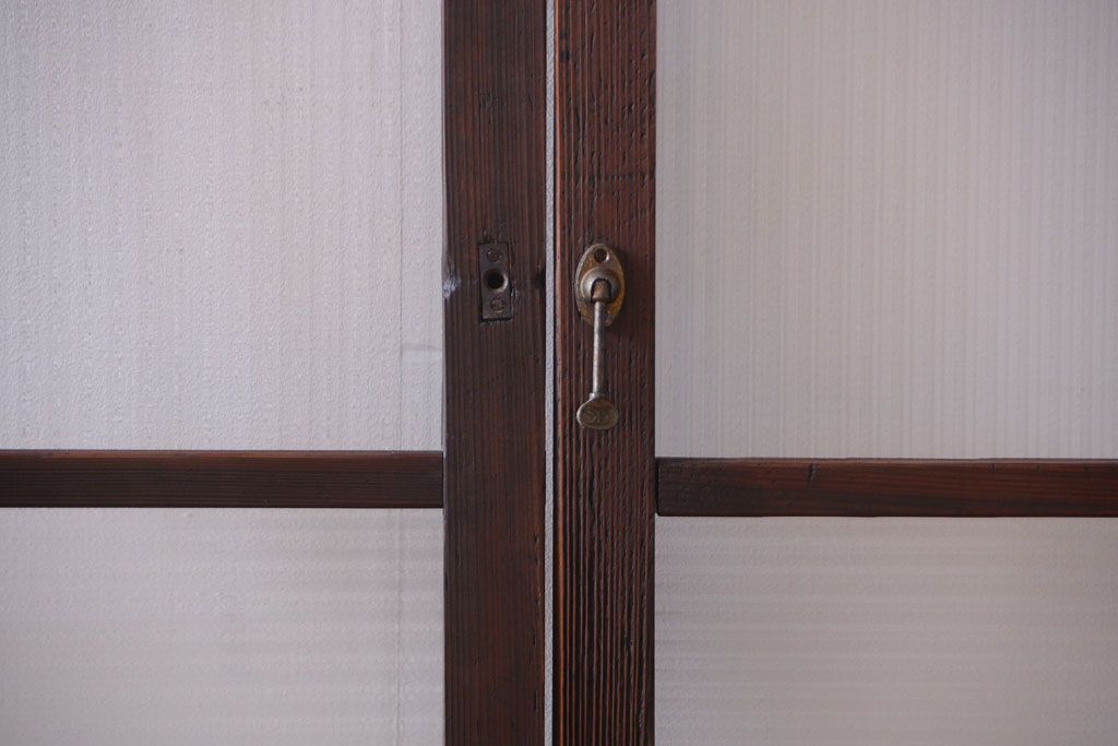 古民具・骨董　モールガラス入り!モダンなアンティークガラス戸4枚セット