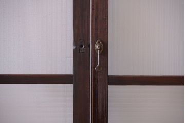 古民具・骨董　モールガラス入り!モダンなアンティークガラス戸4枚セット