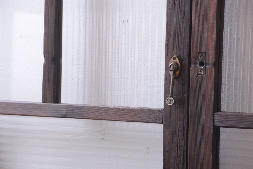 古民具・骨董　モールガラス入り!モダンなアンティークガラス戸4枚セット