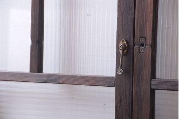 古民具・骨董　モールガラス入り!モダンなアンティークガラス戸4枚セット