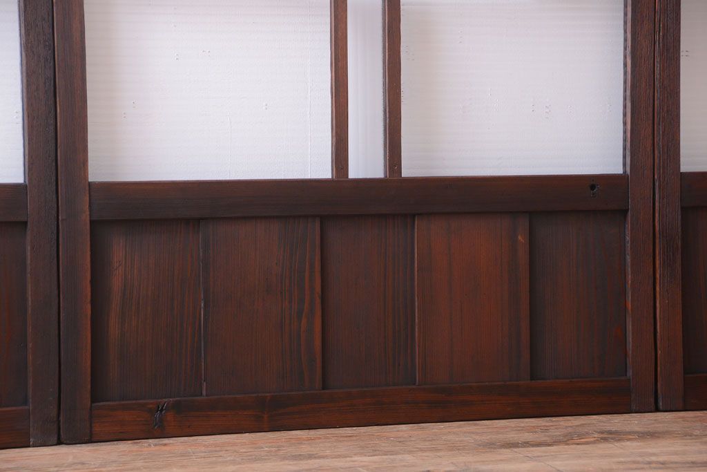 古民具・骨董　モールガラス入り!モダンなアンティークガラス戸4枚セット