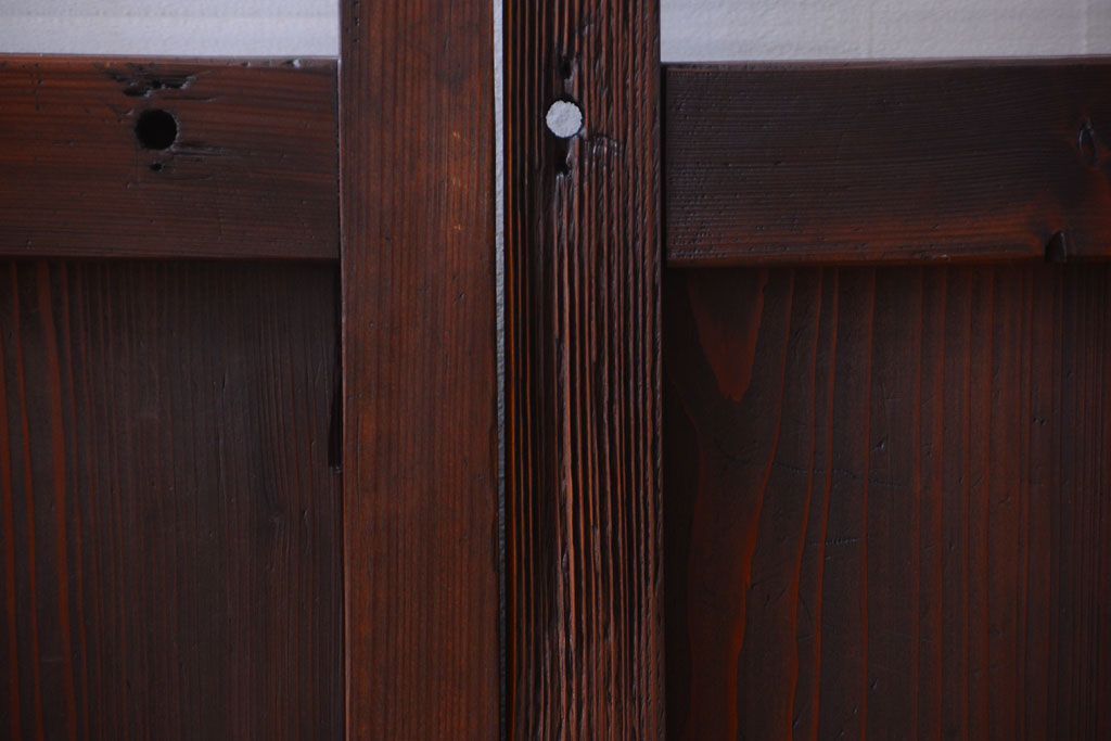 古民具・骨董　モールガラス入り!モダンなアンティークガラス戸4枚セット