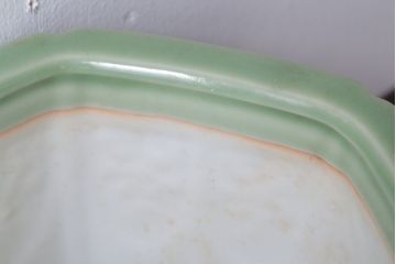 アンティーク雑貨　古民具・骨董　陽刻六角青磁植木鉢