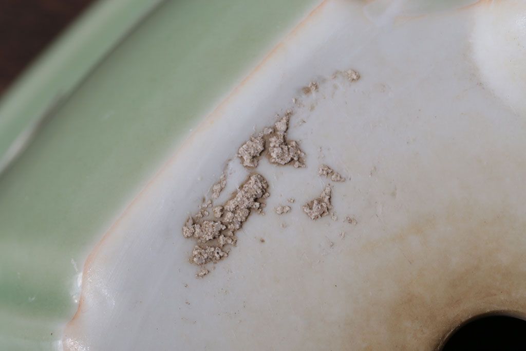 アンティーク雑貨　古民具・骨董　陽刻六角青磁植木鉢