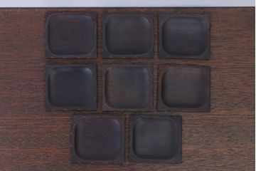 アンティーク雑貨　江戸期　元治元年　木製小皿　8枚セット(黒檀?)