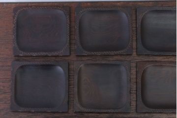 アンティーク雑貨　江戸期　元治元年　木製小皿　8枚セット(黒檀?)