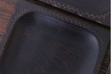 アンティーク雑貨　江戸期　元治元年　木製小皿　8枚セット(黒檀?)