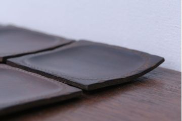 アンティーク雑貨　江戸期　元治元年　木製小皿　8枚セット(黒檀?)