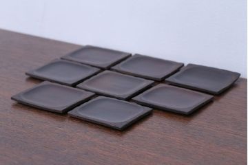 アンティーク雑貨　江戸期　元治元年　木製小皿　8枚セット(黒檀?)