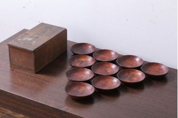 アンティーク雑貨　アンティーク　江戸期　元治二年!桐製小皿10枚セット