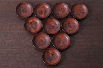 アンティーク雑貨　アンティーク　江戸期　元治二年!桐製小皿10枚セット