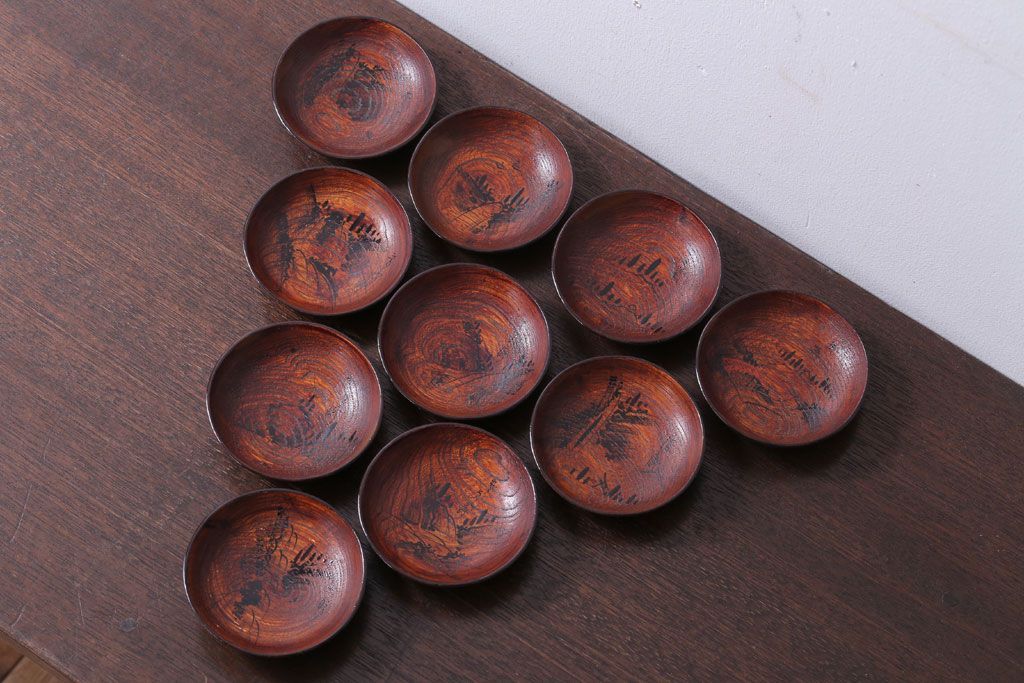 アンティーク雑貨　アンティーク　江戸期　元治二年!桐製小皿10枚セット