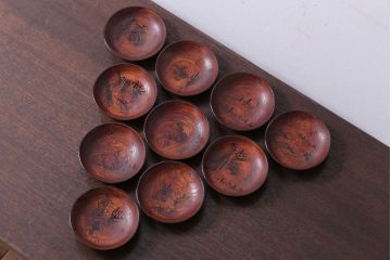 アンティーク雑貨　アンティーク　江戸期　元治二年!桐製小皿10枚セット