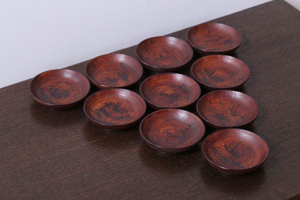 アンティーク雑貨　アンティーク　江戸期　元治二年!桐製小皿10枚セット