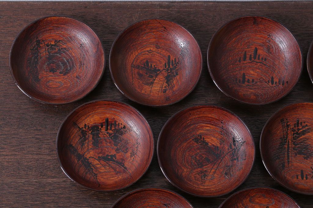 アンティーク雑貨　アンティーク　江戸期　元治二年!桐製小皿10枚セット