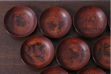 アンティーク雑貨　アンティーク　江戸期　元治二年!桐製小皿10枚セット