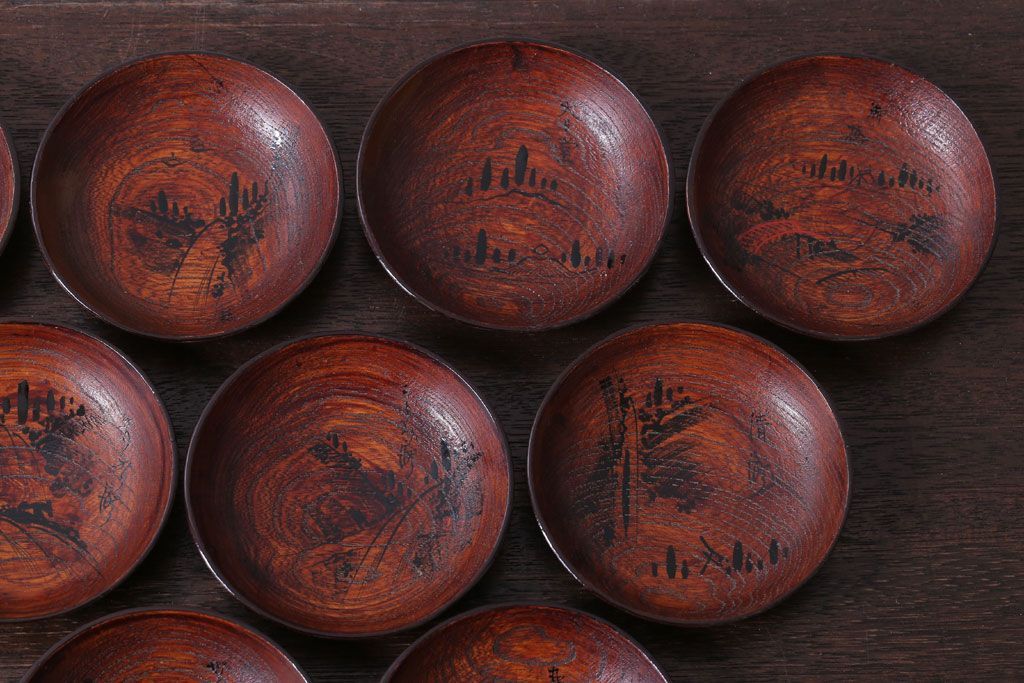 アンティーク雑貨　アンティーク　江戸期　元治二年!桐製小皿10枚セット