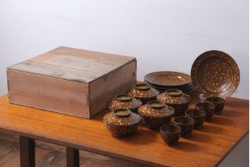 アンティーク雑貨　アンティーク　明治〜大正!沈金蒔絵木製お椀・皿など15点セット