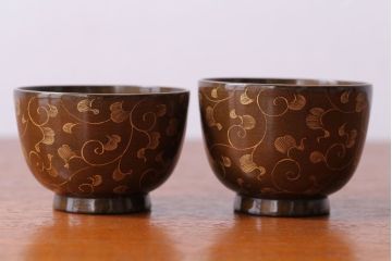 アンティーク雑貨　アンティーク　明治〜大正!沈金蒔絵木製お椀・皿など15点セット
