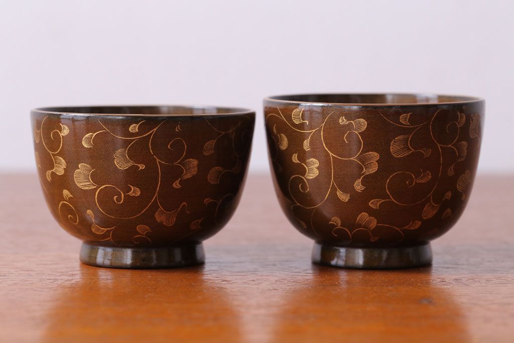 アンティーク雑貨　アンティーク　明治〜大正!沈金蒔絵木製お椀・皿など15点セット