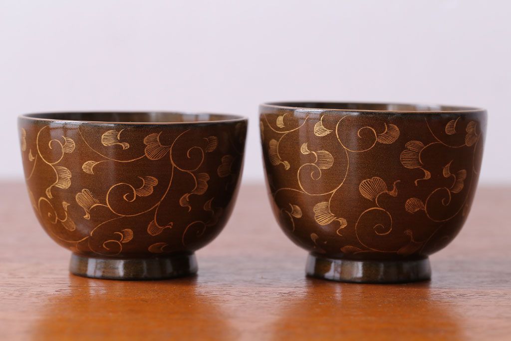 アンティーク雑貨　アンティーク　明治〜大正!沈金蒔絵木製お椀・皿など15点セット