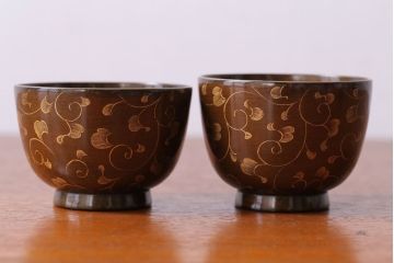 アンティーク雑貨　アンティーク　明治〜大正!沈金蒔絵木製お椀・皿など15点セット