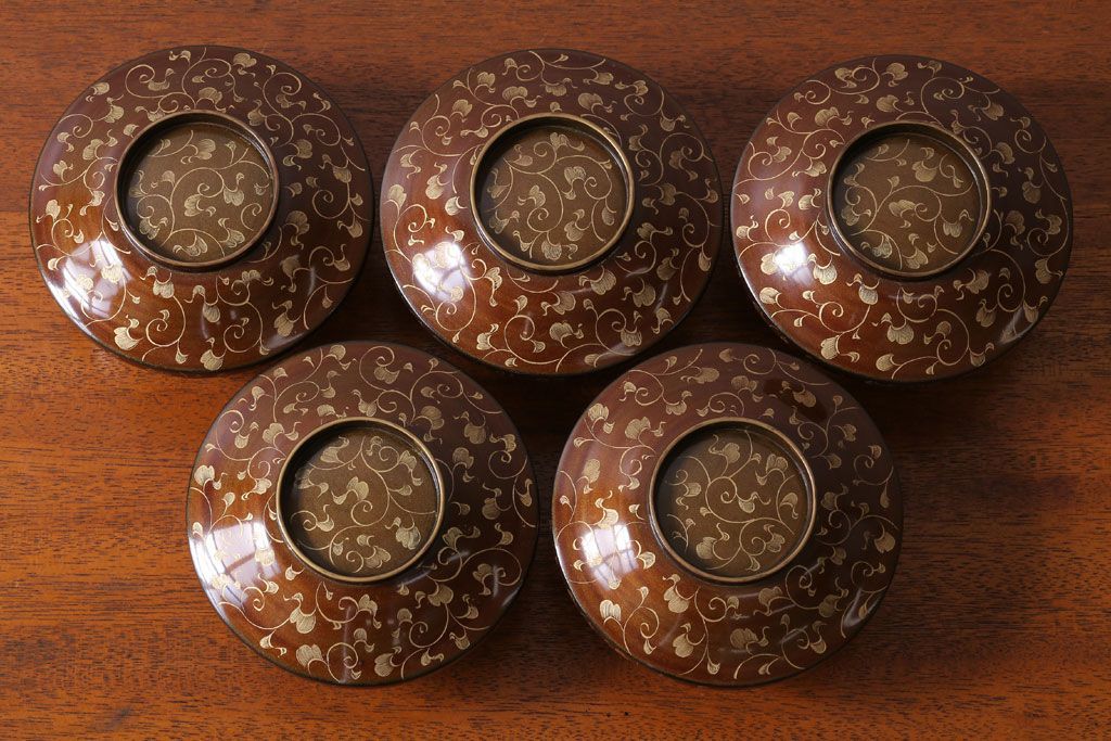 アンティーク雑貨　アンティーク　明治〜大正!沈金蒔絵木製お椀・皿など15点セット