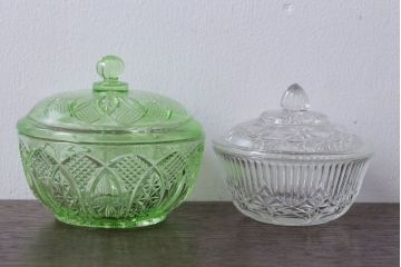 アンティーク雑貨　アンティーク　レトロなガラスのキャンディーポット2点セット