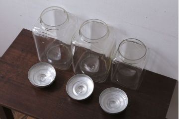アンティーク雑貨　昭和レトロ　古い駄菓子屋のガラス瓶3個セット