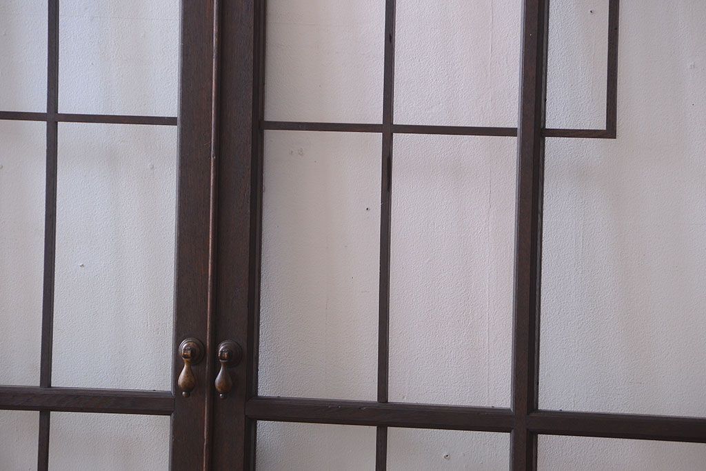 大正ロマン　幾何学デザインがモダンなアンティーク両開きガラス戸(扉・窓)