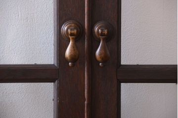 大正ロマン　幾何学デザインがモダンなアンティーク両開きガラス戸(扉・窓)