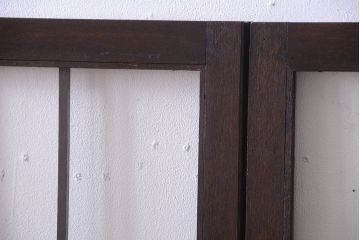 大正ロマン　幾何学デザインがモダンなアンティーク両開きガラス戸(扉・窓)