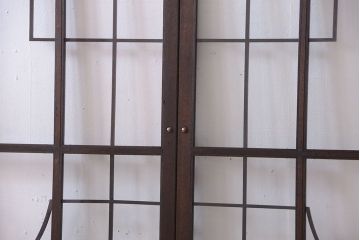 大正ロマン　幾何学デザインがモダンなアンティーク両開きガラス戸(扉・窓)