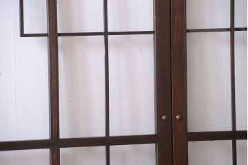 大正ロマン　幾何学デザインがモダンなアンティーク両開きガラス戸(扉・窓)