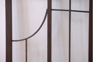 大正ロマン　幾何学デザインがモダンなアンティーク両開きガラス戸(扉・窓)
