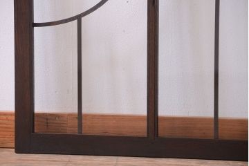 大正ロマン　幾何学デザインがモダンなアンティーク両開きガラス戸(扉・窓)