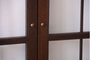 大正ロマン　幾何学デザインがモダンなアンティーク両開きガラス戸(扉・窓)