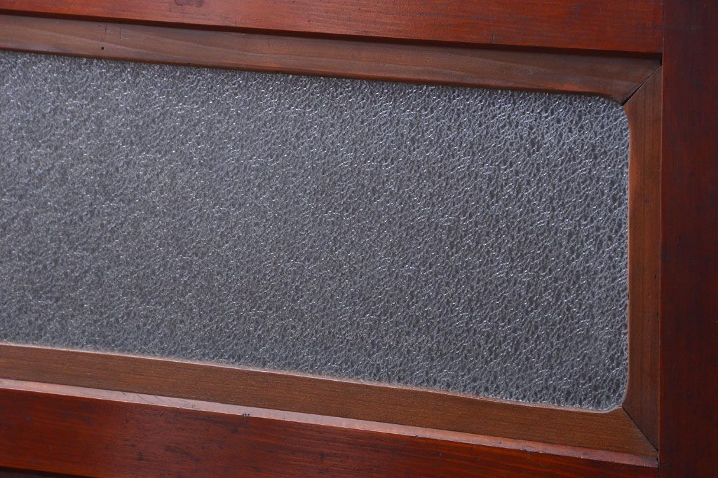 和製アンティーク　ダイヤガラス帯の古い木製引き戸4枚セット(ガラス帯戸)