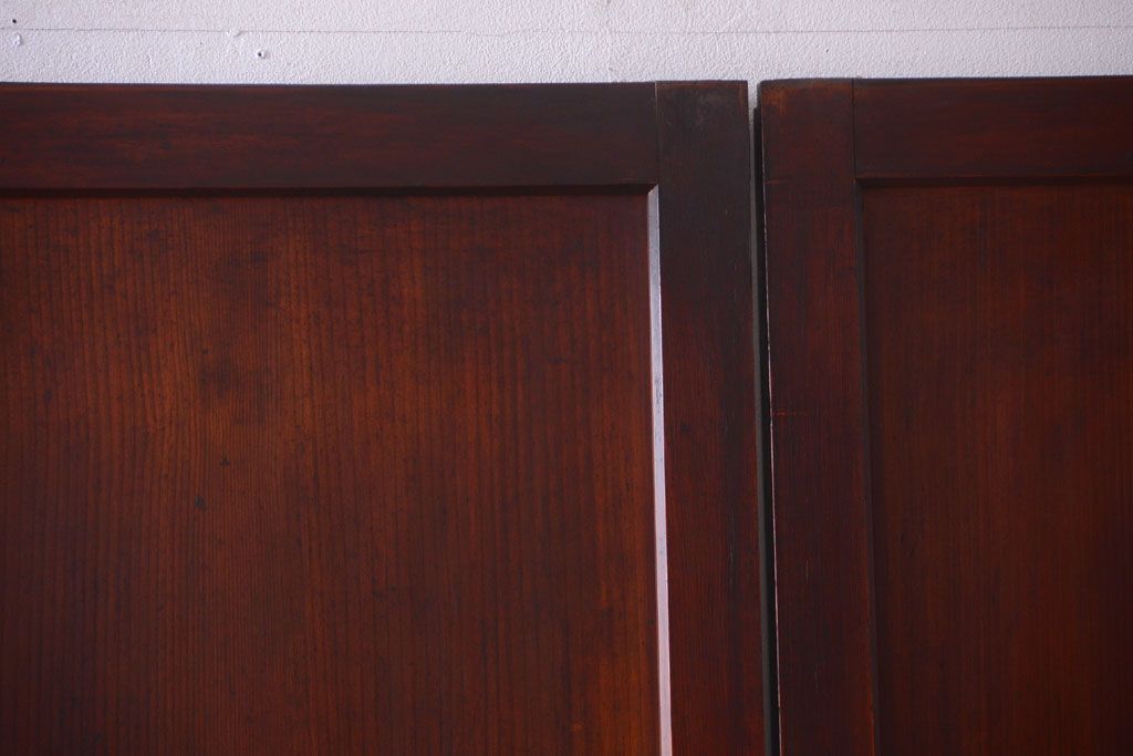 和製アンティーク　ダイヤガラス帯の古い木製引き戸4枚セット(ガラス帯戸)