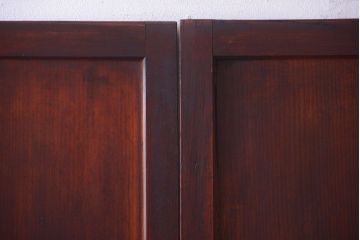 和製アンティーク　ダイヤガラス帯の古い木製引き戸4枚セット(ガラス帯戸)
