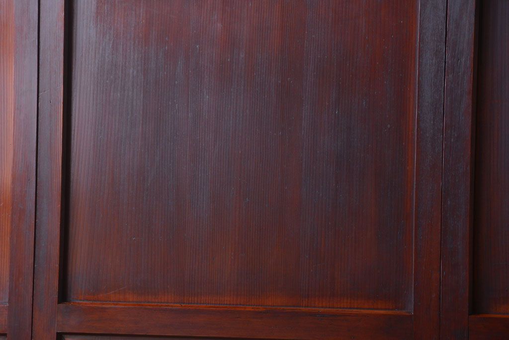 和製アンティーク　ダイヤガラス帯の古い木製引き戸4枚セット(ガラス帯戸)