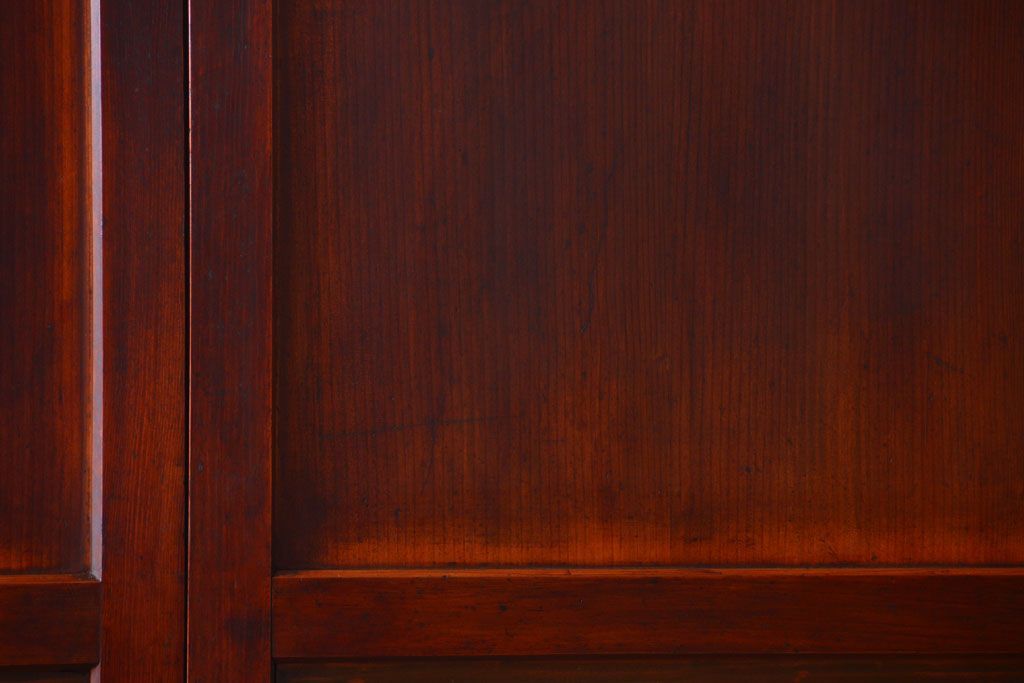 和製アンティーク　ダイヤガラス帯の古い木製引き戸4枚セット(ガラス帯戸)