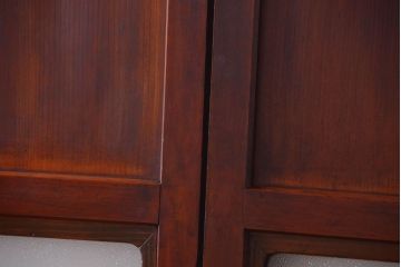 和製アンティーク　ダイヤガラス帯の古い木製引き戸4枚セット(ガラス帯戸)