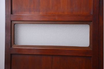 和製アンティーク　ダイヤガラス帯の古い木製引き戸4枚セット(ガラス帯戸)