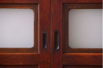 和製アンティーク　ダイヤガラス帯の古い木製引き戸4枚セット(ガラス帯戸)