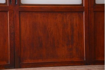 和製アンティーク　ダイヤガラス帯の古い木製引き戸4枚セット(ガラス帯戸)