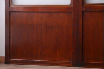 和製アンティーク　ダイヤガラス帯の古い木製引き戸4枚セット(ガラス帯戸)