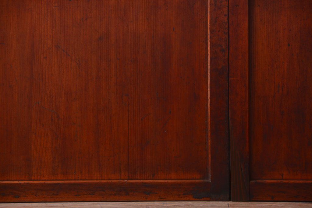 和製アンティーク　ダイヤガラス帯の古い木製引き戸4枚セット(ガラス帯戸)